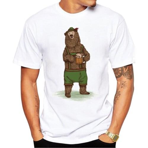 2018 Men Customized T-shirt Fashion Traditional German Bear Design Short sleeve men T Shirts Hipster Casual Tops