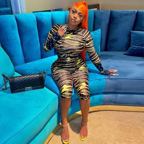 Rompers Womens Jumpsuit 2020 Autumn Winter New Fashion Printing Bodysuit Long Sleeve O-Neck Calf-Length Pants Women Jumpsuits