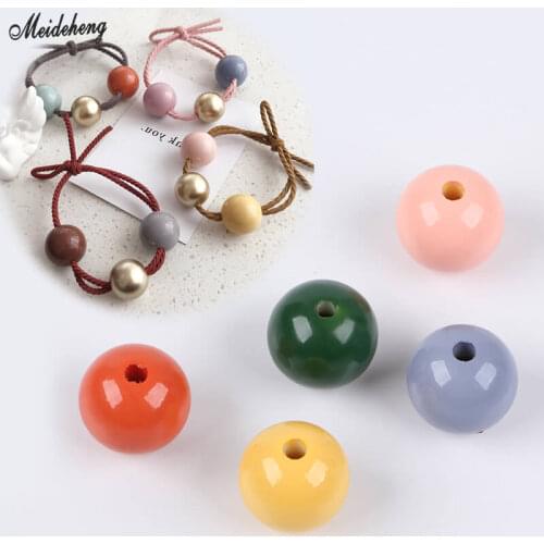 Korean Fashion DIY Jewelry Beads Accessory Acrylic Straight Hole Ball Haze Blue Creative Self-Made Hair Cord Trend Ball Beads