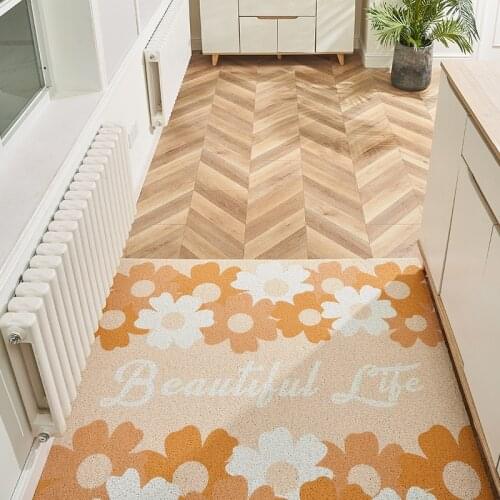 Flower Doormat Daisy Silk Loop Dust-proof Mats Carpet Anti-slip Kitchen Mat Bathroom Mat Freely Cuttable Custom Entrance Doormat