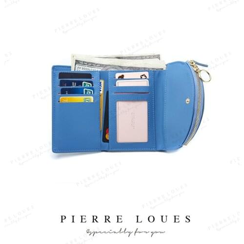 Leather Women Wallet Bi-fold Wallets Red ID Card Holder Coin Purse with Double Zipper Small Womens Purse Summer Girl Coin Bag