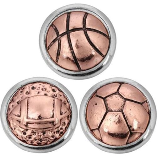 10pcs/lot Sports Snap Button Jewelry Football Basketball 18mm Metal Snap Buttons Fit Leather Silver Snaps Bracelet Bangles