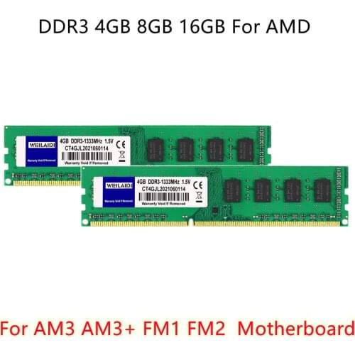 Weilaidi Ram DDR3 8GB 4GB 1600Mhz 1333 Desktop Memory 1.5V 240pins Non-ECC Unbuffered Only For AMD Motherboard CPU