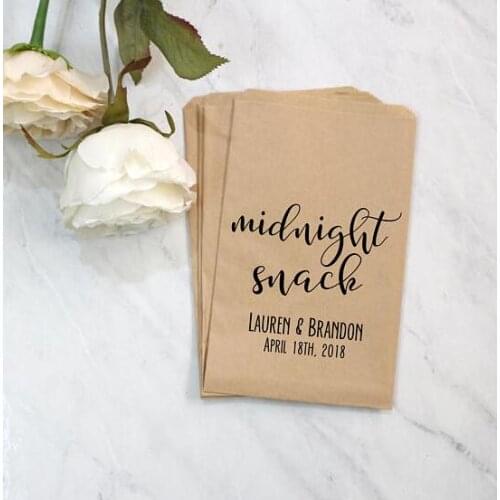 Custom Midnight Snack Wedding popcorn candy Buffet Donut thank you bags Bridal Shower Bakery Cookie gift Favors peanut pouches