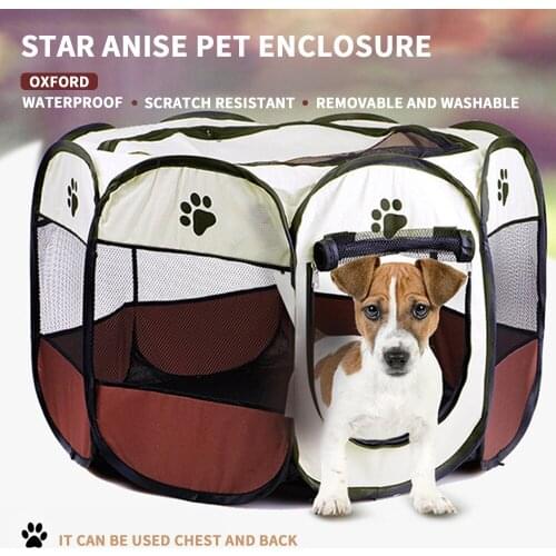 Portable Folding Pet Tent Dog House Octagonal Cage For Cat Tent Playpen Puppy Kennel Fence Pet Delivery Room Indoor Playpen
