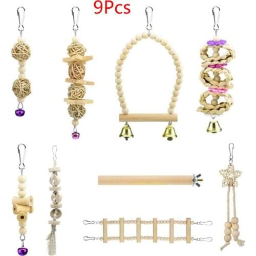 Bird Parrot Swing Toys Chewing Standing Hanging Perch Hammock Climbing Ladder