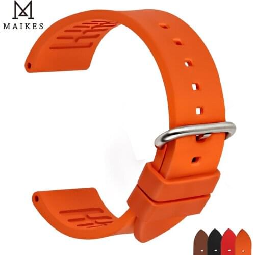 MAIKES Watch Accessories Quality Fluoro Rubber Watch Band 20mm 22mm 24mm Sport Watch Strap Orange Watchband For Omega Watch