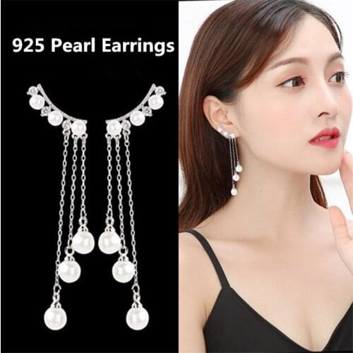 New Fashion Personality Hyperbole Long Tassel Drop Earrings for Women Female Temperament Elegant Simulated Pearl Pendant Earring