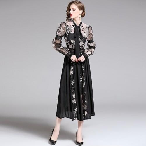 SuperAen Fashion New Tassel Fur Embroidered Dress 2021 Feather Lantern Sleeves A-LINE Puff Sleeve Party Dress for Women