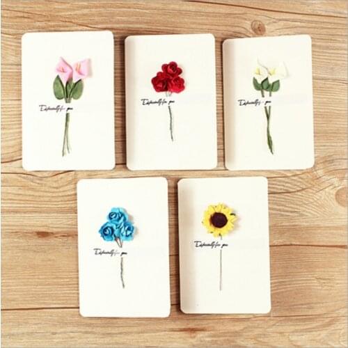 1pcs/pack Birthday Dried Flowers Rose Sun Flower Invitations Postcards Wedding Party Festival Greeting Card