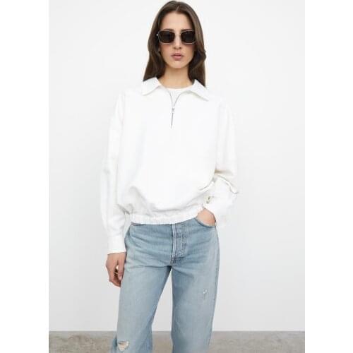 Tote*e women spring/autumn season cotton linen polo pullover casual loose style logo embroidery jacket