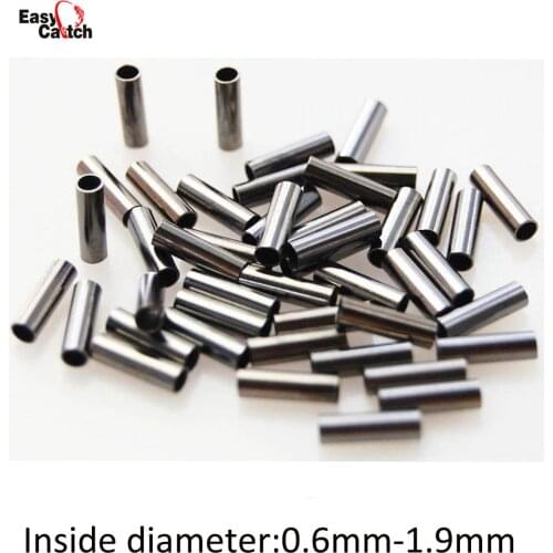 100pcs Black Round Copper Fishing Tube Fishing Wire Pipe Crimp Sleeves Connector Fishing Line Accessories