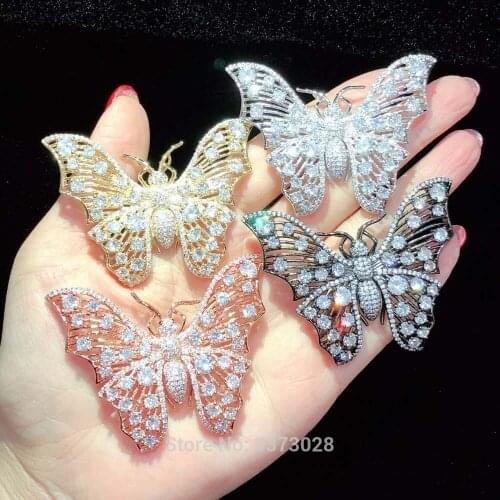 Womens High Quality Golden plated Paved CZ Brooch /Necklace Pendant Cubic Zirconia Jewelry Connector DIY Jewellery Making