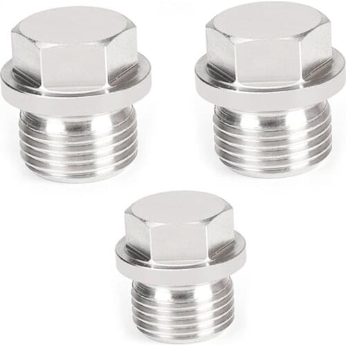 1/8" 1/4" 3/8" 1/2" 3/4" 1" 1-1/4" 1-1/2" 2" BSPP Male 304 Stainless Steel Countersunk Plug Solid With Flange Hex Head