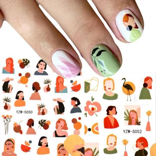 1sheet Abstract Nail Art 3D Stickers Faceless Woman Slider Decals for Nails Women Face Manicure Girl DIY Drawing Line