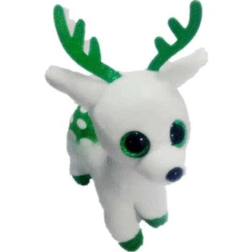 15CM TY Big Glitter Eyes Green Spot Reindeer Plush White Stuffed Animal Collectible Soft Doll Toy Christmas Gift