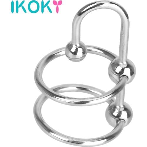 IKOKY Penis Ring Cock Ring Steel Male Masturbation Erection Enhancer Urethral Plug Sex Toys For Men Delayed Ejaculation