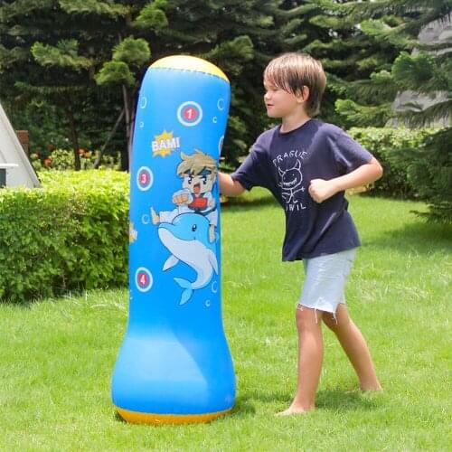47.2 In Inflatable Punching Bag for Kids Heavy Boxing Column Tumbler Freestanding Boxing Bag for Boxing MMA Taekwondo Muay Thai