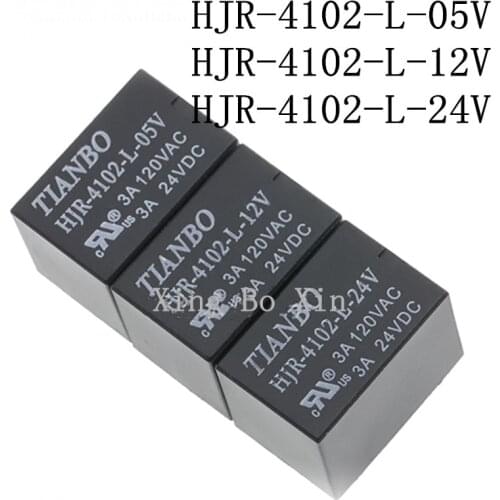 50pcs100%Original New TIANBO HJR-4102-L-05V HJR-4102-L-12V HJR-4102-L-DC12V HJR-4102-L-24V HJR-4102-L-DC24V 6PINS3A Signal Relay