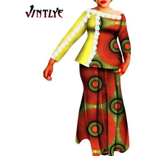 African clothes for women african clothing long sleeve dress bazin dress new fashion super size model WY5333