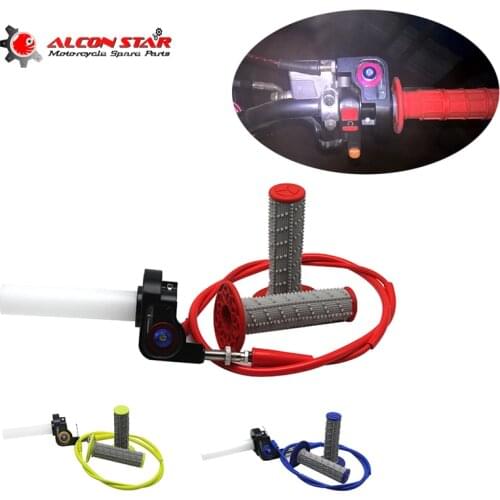 Alconstar- Throttle Grip Quick Twist Gas+Throttle Cable+Handle Grips fit for Honda KAYO Apollo Bosuer Dirt Pit Bike Visual Grips
