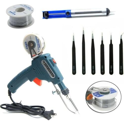 60W Auto Electric Soldering Iron Temperature Gun Handheld Weding Tool Set including Tin Suction Device, Tweezers, US Type