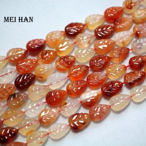 Freeshipping Meihan (26pcs/set) natural 10*14mm red chalcedony leaf carved shape beads for jewelry making design or DIY