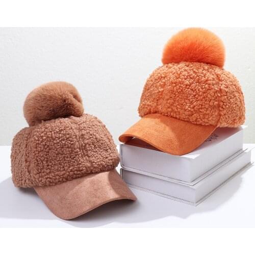 Women Baseball Caps Autumn Winter Casual Style Lamb Wool Art Outdoor Street Play Female Hats