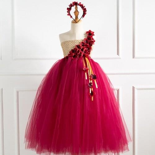 Children Clothing Tide Fan Flower Ribbon Girls Dress Stage Host Children Wedding Princess Dresses Baby Dress For Girls 2-8 Year