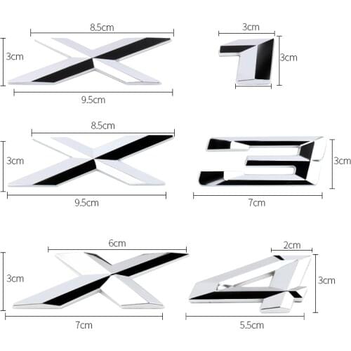 For BMW X1 X3 X5 X6 E83 E84 F25 GT Accessories Styling 3D Chrome Logo Silver Tail Letter Plastic Emblem Badge Sticker Decoration