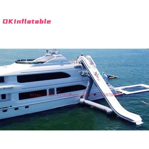 Freestyle cruiser floating yacht boat water slide customize size inflatable dock slide for boat