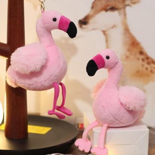 12CM Flamingo Keychain Plush Stuffed Toy,Key Chain Animal Bird Pendant Cute Pink Bag Hang Decorations