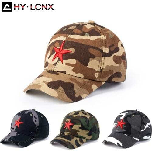Spring Summer Parent-child Sun Protection Cap Boy Five-pointed Star Embroidery Cotton Hat Girl Outdoor Camouflage baseball Hat