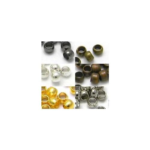 2000 pcs Silver-plate Golden Gunmetal Bronze Plated Brass Round 2mm Crimp End Beads