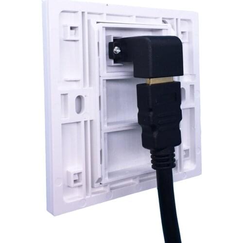 White Color Elbow HDMI2.0 Wall Outlet Panel Faceplate L Shape HDMI-compatible Plug For Projector DVD PS