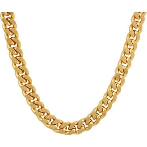FS Mens Link Chain Jewelry Trendy Gold Color Collares For Female & Male Free Shipping