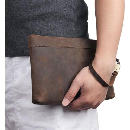 Luxury Mens Clutches Men Long Purse Wallet Male Clutch Bag Genuine Leather Zipper Bags Male Business Envelope Wallet Coin Purse