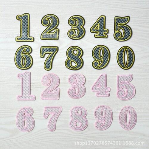 50pcs/lot Embroidery Patches Digital Duvet Jersey Shirt Numbers Clothing Accessories Heat Transfer Badge Iron Clothes