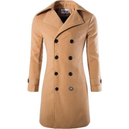 New mens coat wool long double-breasted coat
