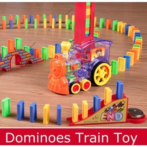 Domino Train Puzzle Electronic Car Gifts Educational Building Blocks Toys for Kids