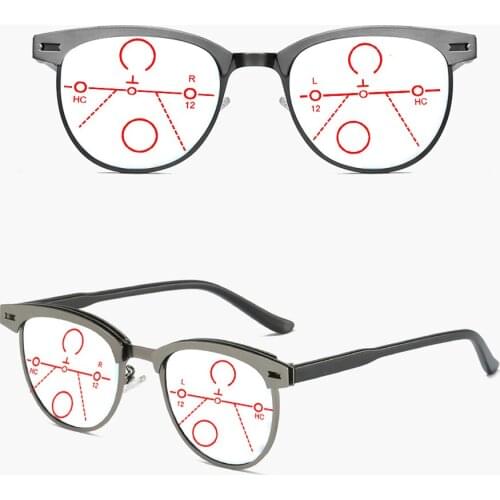 Al-mg Alloy Retro Round Ultralight Progressive Multifocal Reading Glasses +0.75 +1 +1.25 +1.5 +1.75 +2 +2.25 +2.5 +2.75 To +4