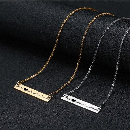316L stainless steel heartbeat necklace and pendant professional women high polished pendant love necklace friendship jewelry