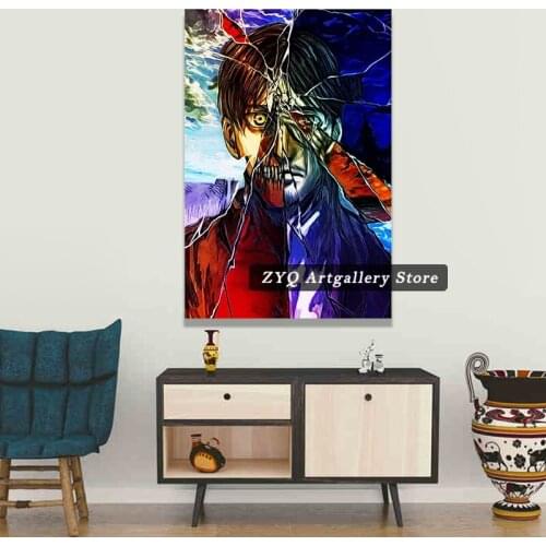 Attack On Titan Eren Jaeger Anime Poster Canvas Art Poster and Wall Art Picture Print Modern Family Bedroom Decor Posters