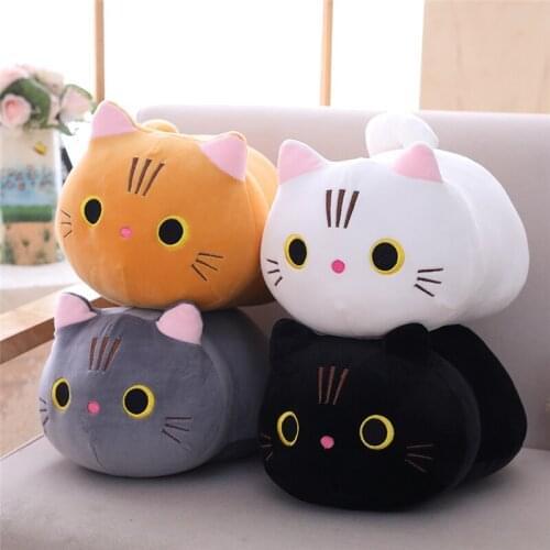 50cm Cute Soft Cat Plush Pillow Sleeping Back Cushion kawaii Stuffed Animal Cat Plush Toys Kids Doll Children Gift