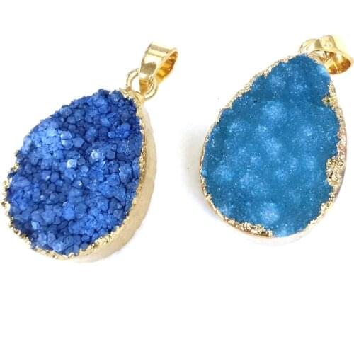 Natural Stone Agates Water drop shape Pendants Crystal Cluster Necklace Pendant for Jewelry Making DIY Necklace Accessories