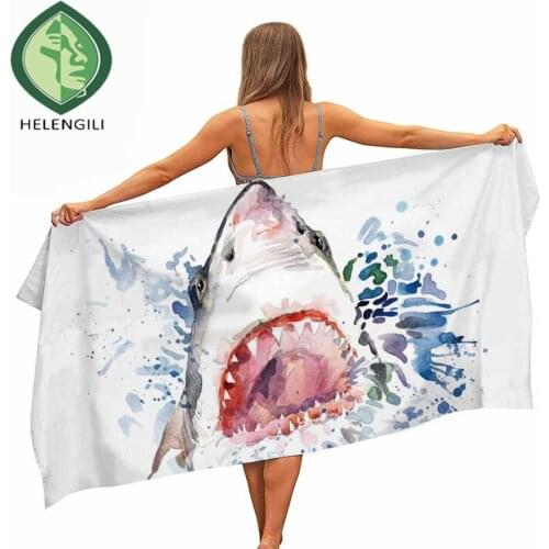 HELENGILI Marine Life Microfiber Pool Beach Towel Portable Quick Fast Dry Sand Outdoor Travel Swim Blanket Thin Yoga Mat