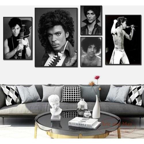 Prince Rogers Nelson Black White Rock Music Singer Star Vintage Decor Picture Canvas Painting Room Decoration Aesthetic Plakat