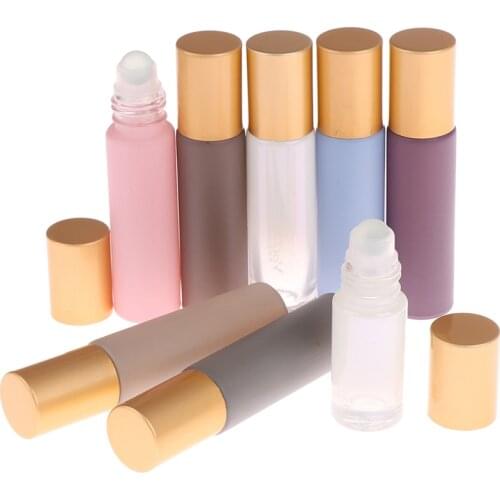 Empty 5/10ML Glass Essential Oil Roll On Bottle Metal Roller Ball For Perfume Aromatherapy