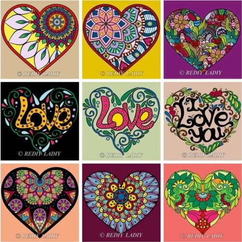 REDIY LADIY Diamond Painting Cross Stitch Love Mandala 5D Diamond Embroidery Mosaic Pattern Hobbies & Crafts Diamond Mosaic Kits