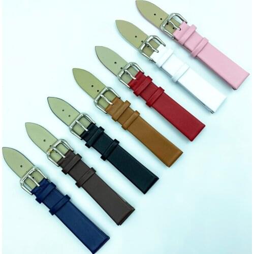 12mm 14mm 16mm 18mm 20mm 22mm Genuine Leather Thin Plain Watch Band Men Lady Soft Sport Waterproof Strap Wrist Bracelet